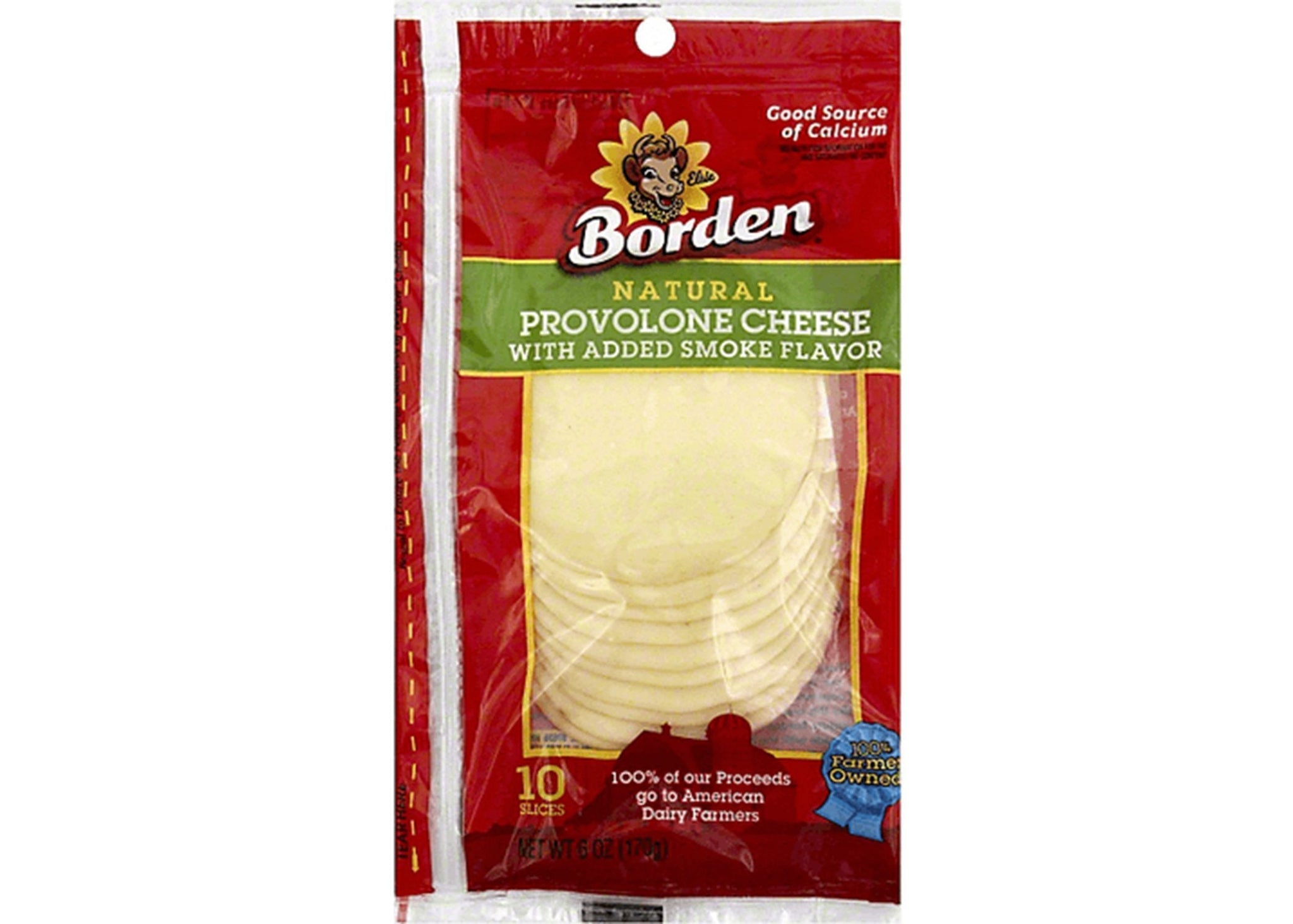 bvi>Borden Natural Provolone Cheese - 6 oz (170 g), 10 slices